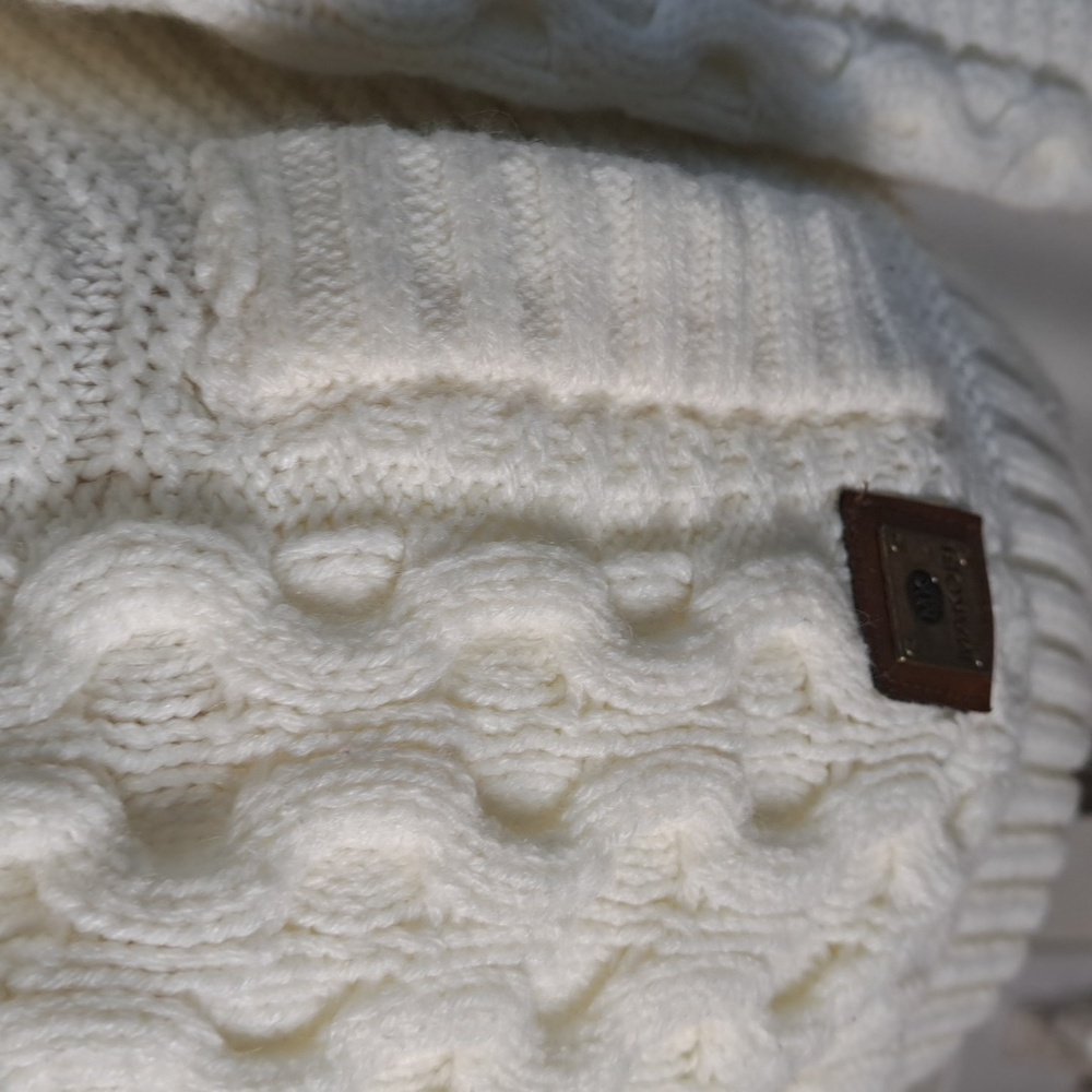 Makobi Men’s Streetwear Sweater Cable Knit Zip Cardigan Cream Hooded Pockets XL - Picture 4 of 15